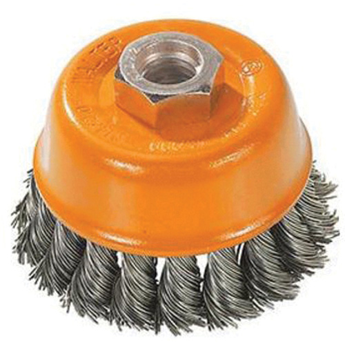 Knot-Twisted Wire Cup Brush, 3" Dia. x M10x1.25 Arbor M & M Nord Ouest Inc