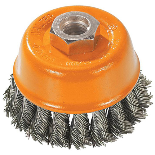 Knot-Twisted Wire Cup Brush, 3" Dia. x M10x1.5 Arbor M & M Nord Ouest Inc