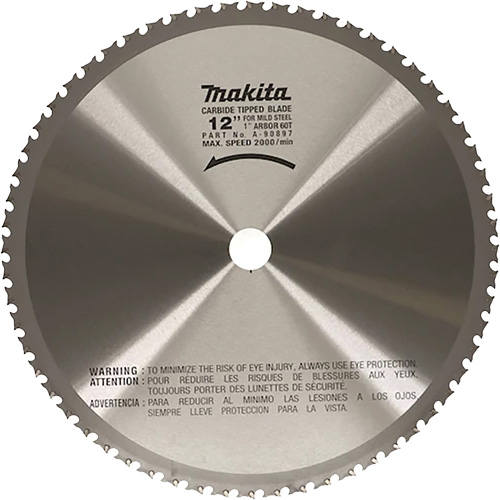 Cut Off Saw Blade for Portable Cut Off Saws, 12", 60 Teeth, Metal Use M & M Nord Ouest Inc
