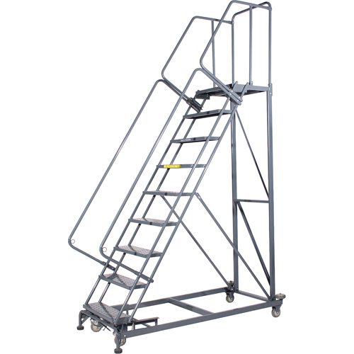 Monster Rolling Ladders, 10 Steps, 24" Step Width, 100" Platform Height, Steel M & M Nord Ouest Inc