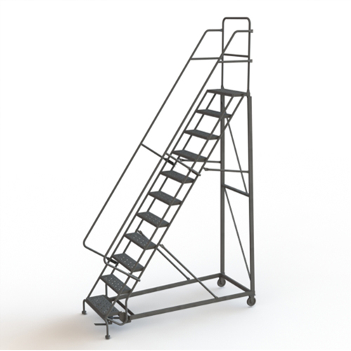 Heavy Duty Rolling Ladder, 11 Steps, 24" Step Width, 110" Platform Height, Steel M & M Nord Ouest Inc