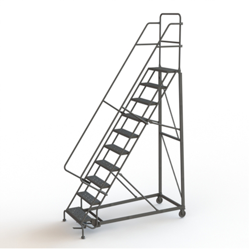 Heavy Duty Rolling Ladder, 10 Steps, 24" Step Width, 100" Platform Height, Steel M & M Nord Ouest Inc