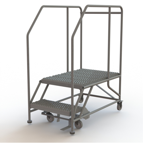 Mobile Work Platform, Steel, 2 Steps, 20" H, 35" D, 24" Step, Serrated M & M Nord Ouest Inc