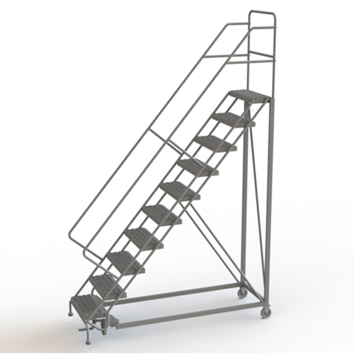 Safety Slope Rolling Ladder, 10 Steps, Serrated, 50° Incline, 100" High M & M Nord Ouest Inc