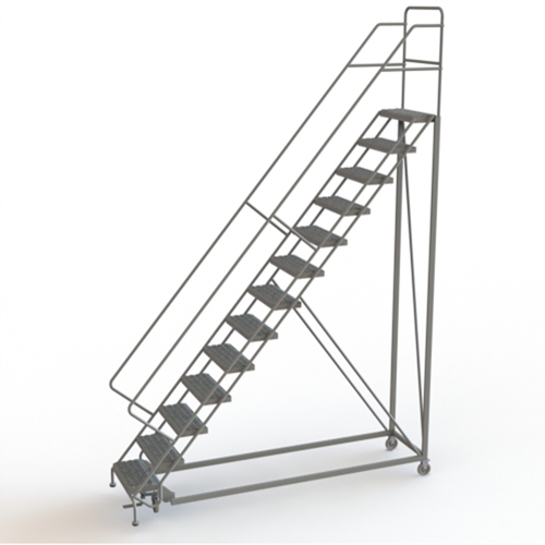 Safety Slope Rolling Ladder, 13 Steps, Serrated, 50° Incline, 130" High M & M Nord Ouest Inc