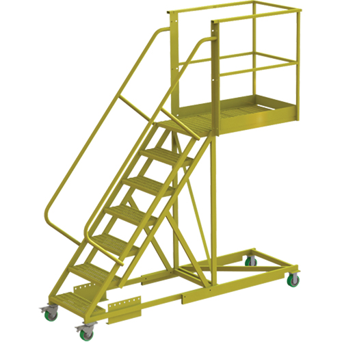 Cantilever Rolling Ladder, Supported, 7 Steps, 40" Platform Depth, 70" Platform Height M & M Nord Ouest Inc