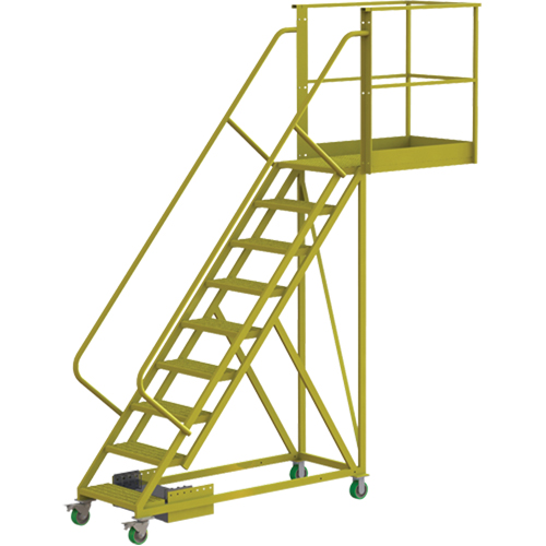 Cantilever Rolling Ladder, Unsupported, 9 Steps, 40" Platform Depth, 90" Platform Height M & M Nord Ouest Inc