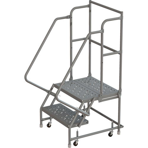 Escabeaux roulants &agrave; dessus profond, 2 marches, Largeur de la marche 16", Hauteur de la plateforme 20", Acier M & M Nord Ouest Inc