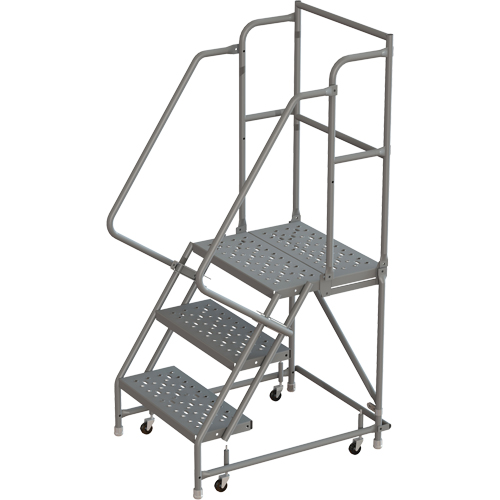 Escabeaux roulants &agrave; dessus profond, 3 marches, Largeur de la marche 16", Hauteur de la plateforme 30", Acier M & M Nord Ouest Inc
