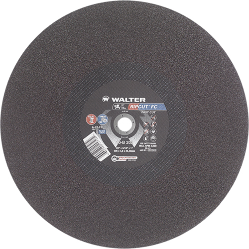Ripcut Stainless Steel & Steel Cut-Off Wheel for Stationary Saws, 20" x 3/16", 1" Arbor, Type 1, Aluminum Oxide, 3000 RPM M & M Nord Ouest Inc