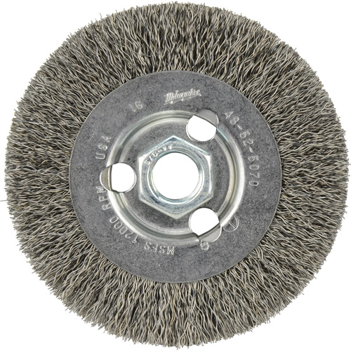 Crimped Wire Wheel, 4" Dia., 0.12" Fill, 5/8"-11 Arbor M & M Nord Ouest Inc