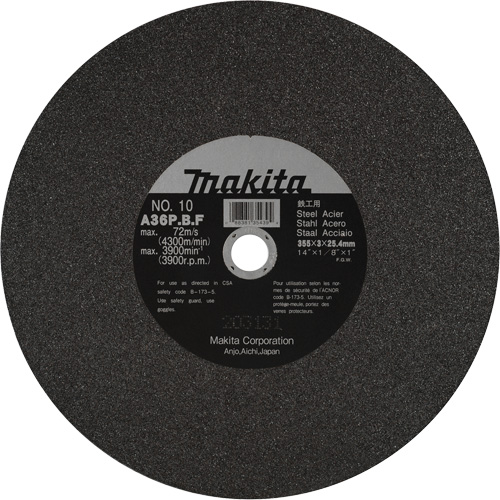 Metal Cutting Wheels, 14" x 1/8", 1" Arbor, Aluminum Oxide, 3900 RPM M & M Nord Ouest Inc