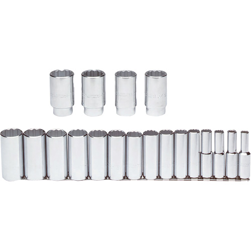 Jeu de douilles, 19 Mcx, Prise de 1/2", Profond M & M Nord Ouest Inc