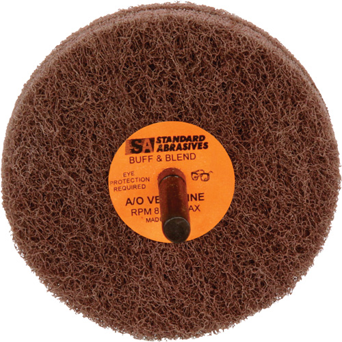 Meule de polissage et lissage Buff & Blend de 2 plis Standard Abrasives, 3" dia. x 2" la, Arbre 1/4", Oxyde d'aluminium M & M Nord Ouest Inc