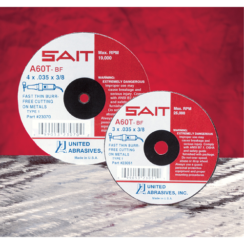 Cut-Off Wheel, 5" x 0.045", 7/8" Arbor, Type 27, Aluminum Oxide/Ceramic, 12200 RPM M & M Nord Ouest Inc