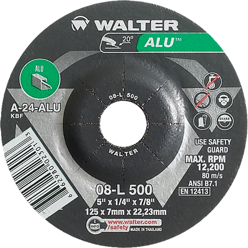Meules en aluminium &agrave; moyeu d&eacute;port&eacute;, 5" x 1/4", Arbre 7/8", Type 27 M & M Nord Ouest Inc