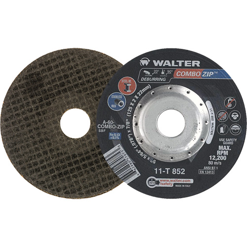 Meules &agrave; tronçonner renforc&eacute;es pour meuleuse &agrave; angle droit - Combo Zip, 5" x 5/64", Arbre de 7/8", Type 27 M & M Nord Ouest Inc