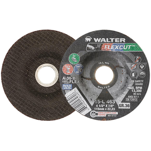 Meule FLEXCUT, 4-1/2", 36 Grain, Oxyde d'aluminium, 7/8", 13 300 Tr/min, Type 29 M & M Nord Ouest Inc