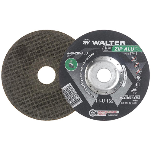 Zip Alu Cut-Off Wheel, 6" x 3/64", 7/8" Arbor, Type 27, Aluminum Oxide, 10200 RPM M & M Nord Ouest Inc