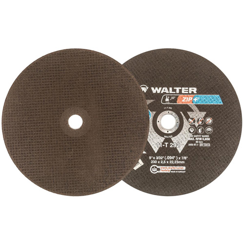 Zip+Xtra Heavy-Duty Cut-Off Wheel, 9" x 3/32", 7/8" Arbor, Type 1, Aluminum Oxide, 6600 RPM M & M Nord Ouest Inc