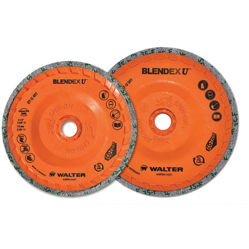 Brosse coupe de finition Blendex U, 4-1/2" dia., Grain Fin, Carbure de silicium M & M Nord Ouest Inc