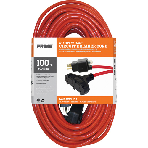 Cordon rallonge en vinyle, Ext&eacute;rieur, SJTW, AWG 14/3, 13 A, 3 prise(s), 100' M & M Nord Ouest Inc