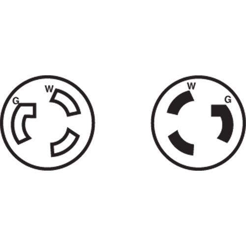 Prise mise &agrave; la terre verrouillable &agrave; deux bornes et trois fils, Nylon, 15 A, 250 V, L6-15P M & M Nord Ouest Inc