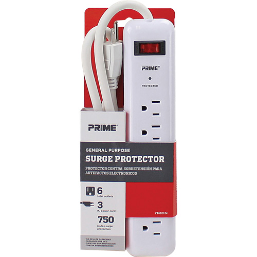 Surge Protector, 6 Outlets, 750 J, 1875, 3' Cord M & M Nord Ouest Inc