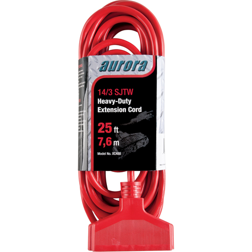 Vinyl Extension Cord, Outdoor, SJTW, 14/3 AWG, 15 A, 3 Outlet(s), 25' M & M Nord Ouest Inc