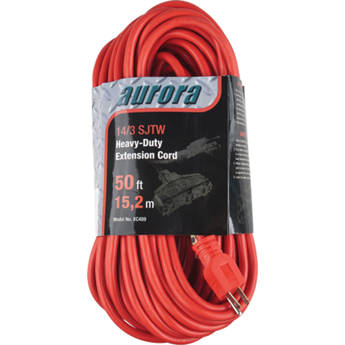 Vinyl Extension Cord, Outdoor, SJTW, 14/3 AWG, 15 A, 3 Outlet(s), 50' M & M Nord Ouest Inc