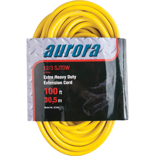 Cordon rallonge en vinyle avec indicateur lumineux, Ext&eacute;rieur, SJTOW, AWG 12/3, 15 A, 3 prise(s), 100' M & M Nord Ouest Inc