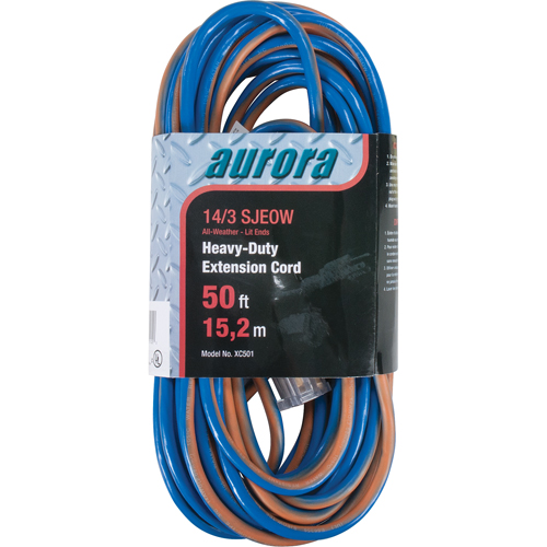 TPE-Rubber Extension Cord With Light Indicator, All-Weather, SJEOW, 14/3 AWG, 15 A, 50' M & M Nord Ouest Inc