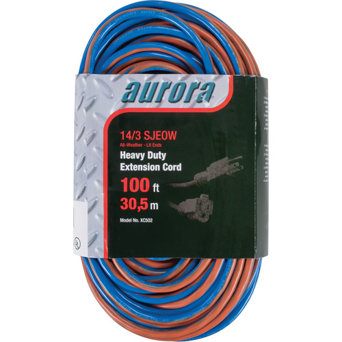 TPE-Rubber Extension Cord With Light Indicator, All-Weather, SJEOW, 14/3 AWG, 13 A, 100' M & M Nord Ouest Inc