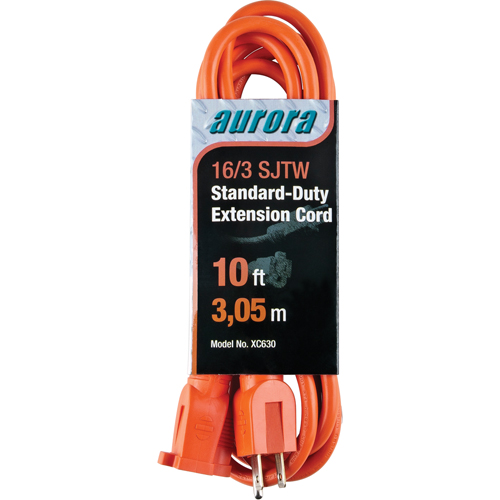 Extension Cord, Indoor/Outdoor, SJTW, 16/3 AWG, 13 A, 10' M & M Nord Ouest Inc