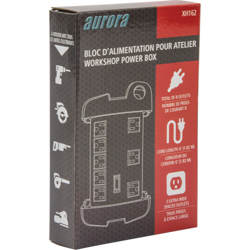 Workshop Surge Protector Power Strip, 8 Outlets, 1350 J, 1875 W, 6' Cord M & M Nord Ouest Inc