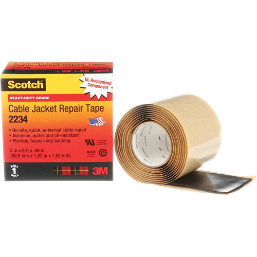 Ruban de r&eacute;paration de gaines pour c&acirc;bles Scotch, 51 mm (2") x 1,8 m (6'), Noir, 60 mils M & M Nord Ouest Inc