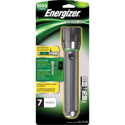 Vision HD Focus Flashlight, LED, 1000 Lumens, Rechargeable Batteries M & M Nord Ouest Inc