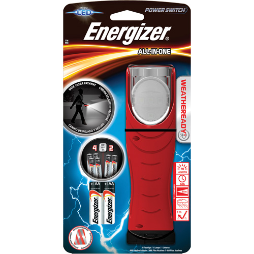 Weatheready&reg; All-in-One Light, LED, AA Batteries, Aluminum/Plastic/Polymer/Rubber M & M Nord Ouest Inc