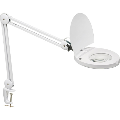 Lampe loupe ajustable, Dioptrie 5, Ampoule DEL, Bras de 47", Pinces serre-joints, Blanc M & M Nord Ouest Inc