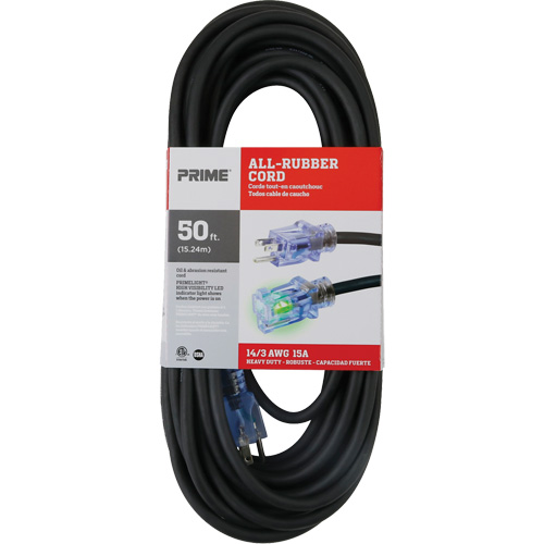 Cordon rallonge All-Rubber, Ext&eacute;rieur, SJOOW, AWG 14/3, 15 A, 50' M & M Nord Ouest Inc