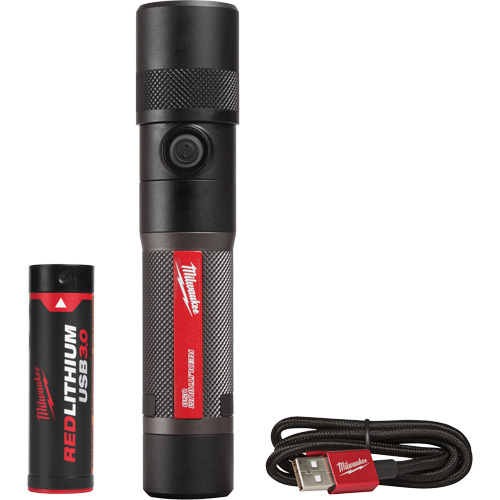 Lampe de poche 1100L &agrave; mise au point par torsion, DEL, 1100 lumens, Piles Rechargeable M & M Nord Ouest Inc