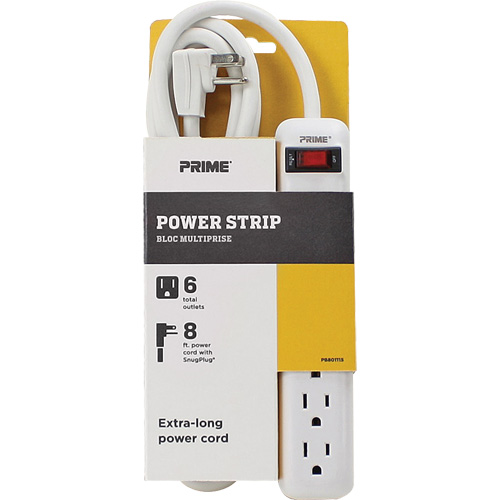 Power Strip, 6 Outlet(s), 8', 15 A, 1875 W, 125 V M & M Nord Ouest Inc