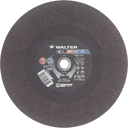Ripcut Stainless Steel & Steel Cut-Off Wheel for Stationary Saws, 16" x 5/32", 1" Arbor, Type 1, Aluminum Oxide, 3800 RPM M & M Nord Ouest Inc