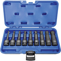 BNH-912 1/2" Drive SAE Ball Nose Hex Impact Socket Set, Hex, 1/2" Drive, 9 Pcs M & M Nord Ouest Inc
