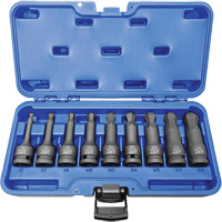 BNH-912M 1/2" Drive Metric Ball Nose Hex Impact Socket Set, Hex, 1/2" Drive, 9 Pcs M & M Nord Ouest Inc