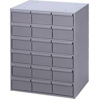 Casiers &agrave; tiroirs industriels, 18 tiroirs, 17-1/4" la x 11-5/8" p x 21-1/4" h, Gris M & M Nord Ouest Inc