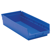 Bacs de rangement pour tablettes, 8-3/8" la x 4" H x 17-7/8" p, Bleu, Capacit&eacute; 40 lb M & M Nord Ouest Inc