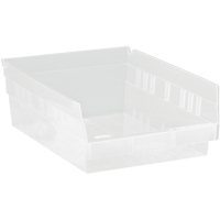 Bacs de rangement pour tablettes, 8-3/8" la x 4" H x 11-5/8" p, Transparent, Capacit&eacute; 30 lb M & M Nord Ouest Inc