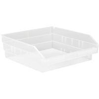Bacs de rangement pour tablettes, 11-1/8" la x 4" H x 11-5/8" p, Transparent, Capacit&eacute; 30 lb M & M Nord Ouest Inc