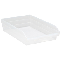 Bacs de rangement pour tablettes, 11-1/8" la x 4" H x 17-7/8" p, Transparent, Capacit&eacute; 40 lb M & M Nord Ouest Inc